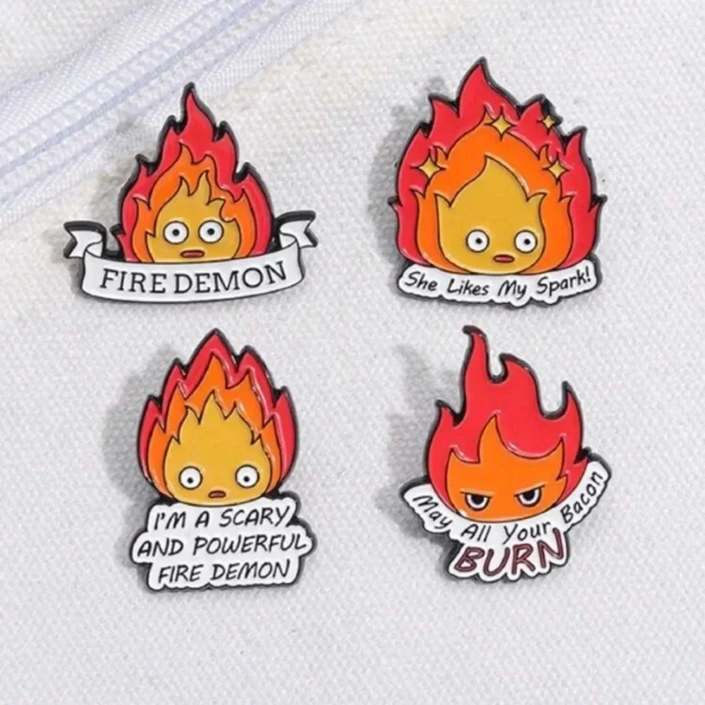 1 piece unisex multicolor flame fire sprite enamel pin brooch backpack clothes - Picture 3 of 4